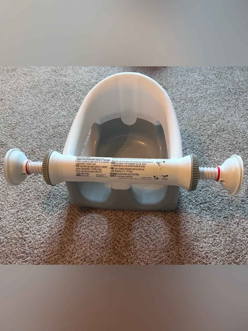 Baby Bath Seat with Suction Safety Bar - Gray